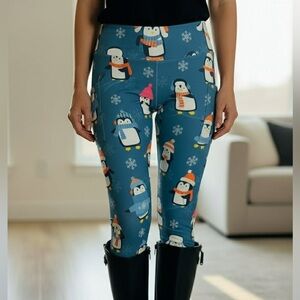 OS/TC/TC2 NEW Womens Penguin Christmas Leggings, Luxury Soft Yoga Pants